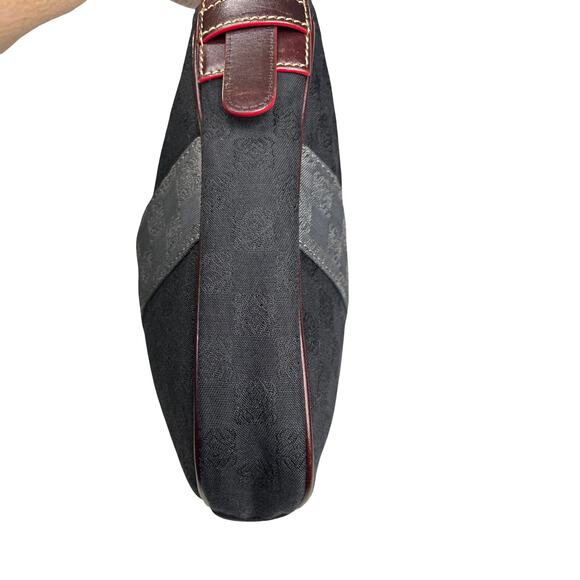 Loewe Jacquard Logo Shoulder Bag Black Gray Leather Trim Red Edge - Picture 14 of 16